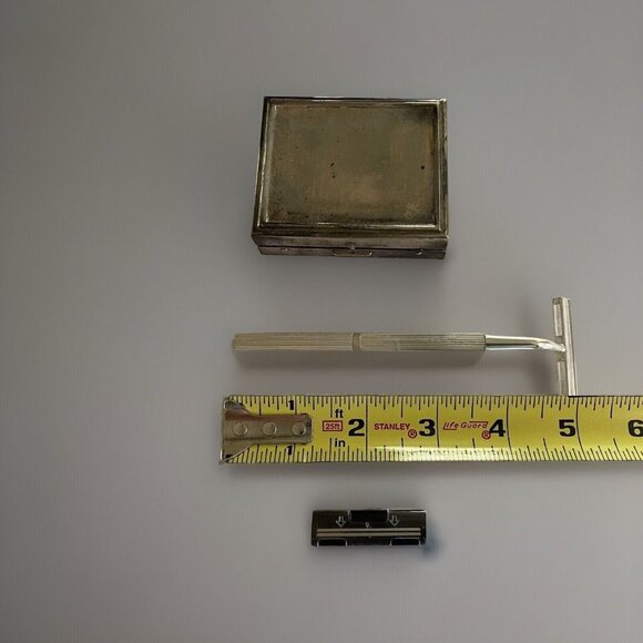 Vintage Mini Travel Razor Set Mirrored Case Contemporary Design - Picture 5 of 14